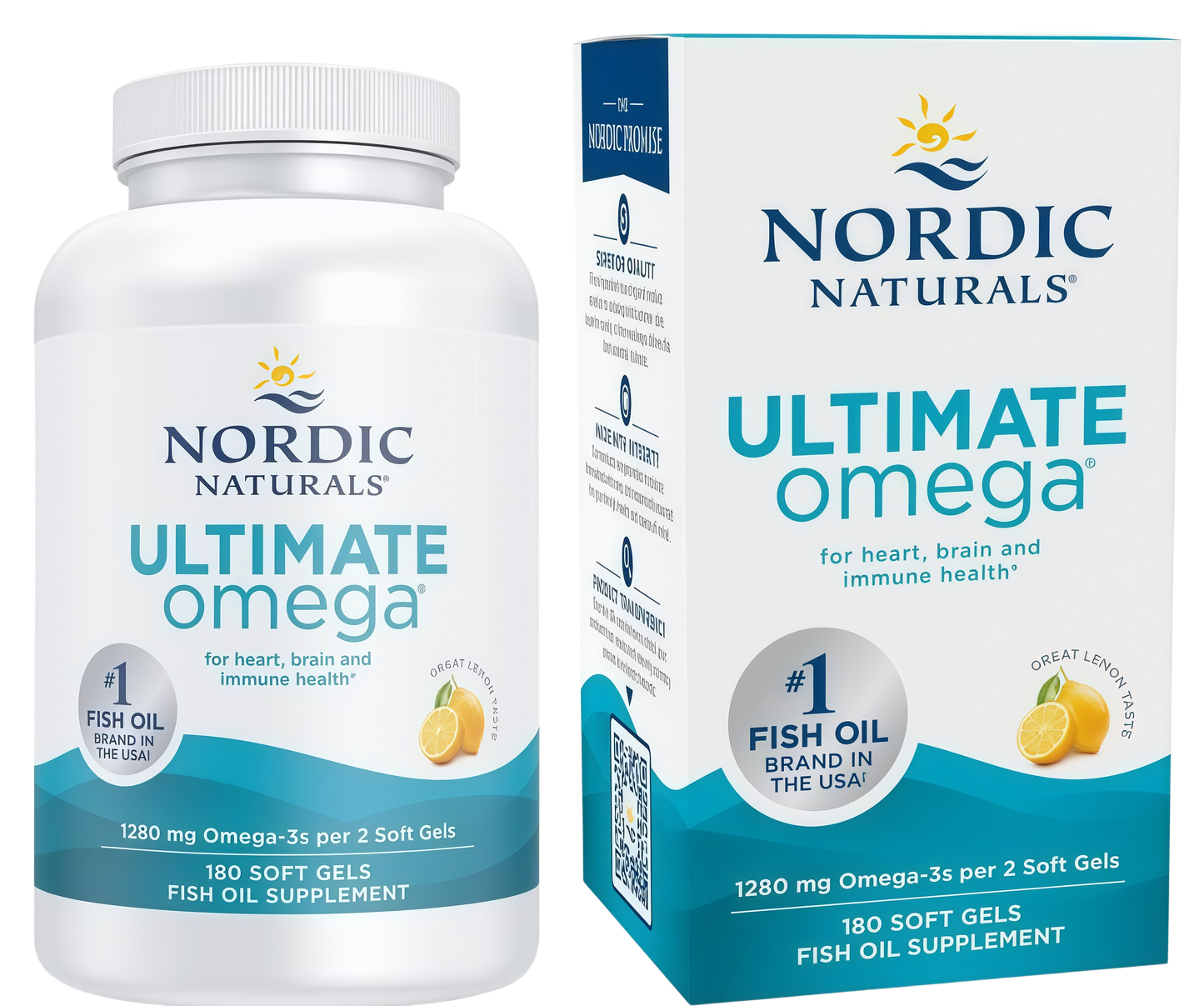 Nordic Naturals Ultimate Omega, Lemon Flavor - 180 Soft Gels - 1280 mg Omega-3 - High-Potency Fish Oil with EPA & DHA - Promotes Brain & Heart Health - Non-GMO - 90 Servings