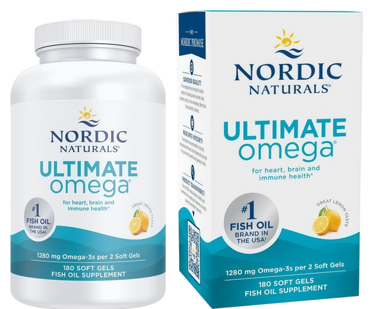Nordic Naturals Ultimate Omega, Lemon Flavor - 180 Soft Gels - 1280 mg Omega-3 - High-Potency Fish Oil with EPA & DHA - Promotes Brain & Heart Health - Non-GMO - 90 Servings
